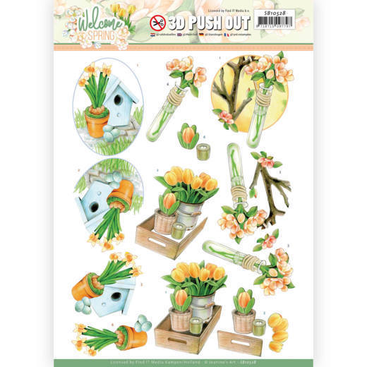 3D Push Out - Jeanine's Art  Welcome Spring - Orange Tulips