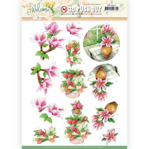 3D Push Out - Jeanine's Art  Welcome Spring - Pink Magnolia