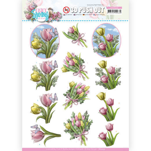3D Push Out - Amy Design - Enjoy Spring - Bouquets of Tulips