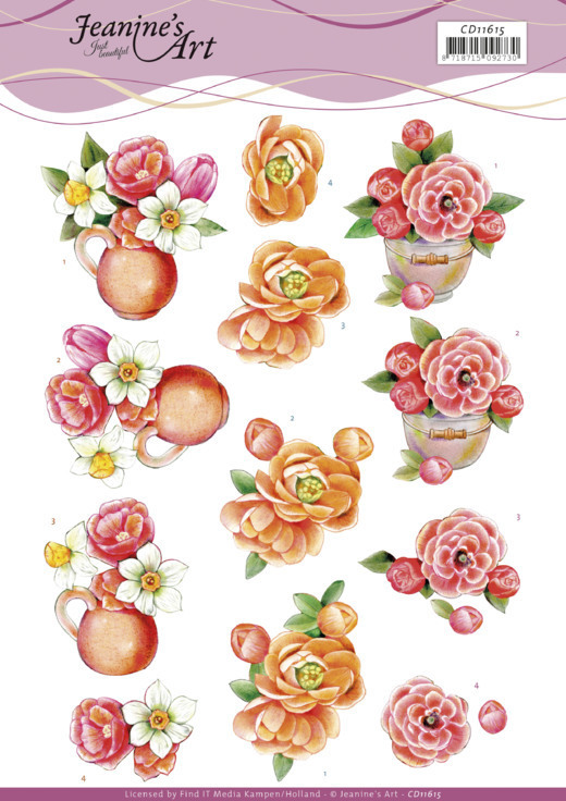 3D Cutting Sheet - Jeanine's Art - Orange Flowers