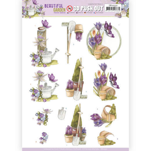3D Push Out - Precious Marieke - Beautiful Garden - Butterfly
