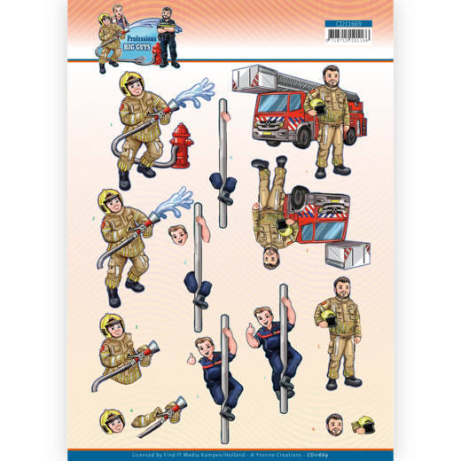 3D Cutting Sheet - Yvonne Creations - Big Guys Professions - Fire department