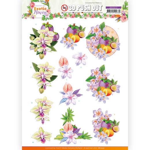 3D Push Out - Jeanine's Art - Exotic Flowers - Purple Flowers