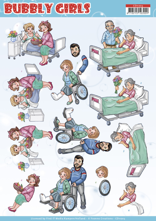 3D Cutting Sheet - Yvonne Creations - Bubbly Girls - Get Well