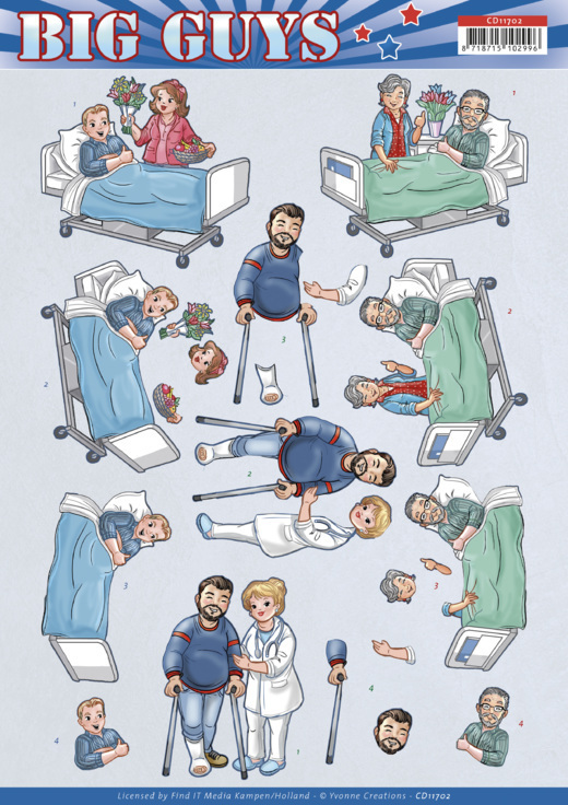 3D Cutting Sheet - Yvonne Creations - Big Guys - Get Well