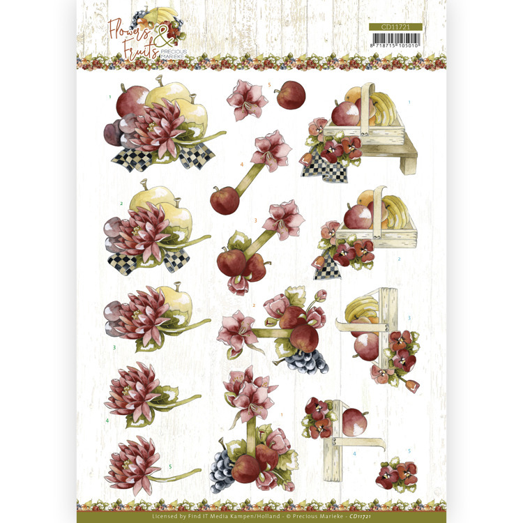 3D Cutting Sheet - Precious Marieke - Flowers and Fruits - Flowers and Apples