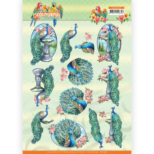 3D Cutting Sheet - Amy Design - Colourful Feathers - Peacock