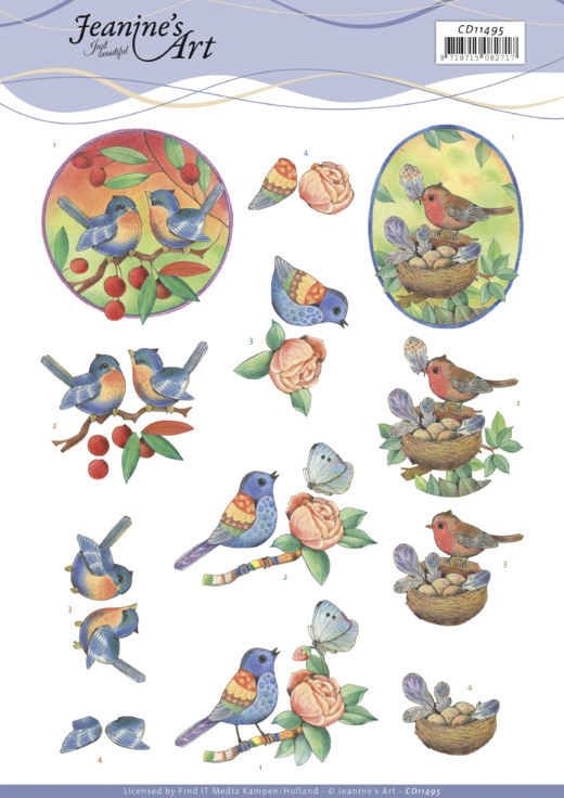3D Cutting Sheet - Jeanine's Art - Blue Birds