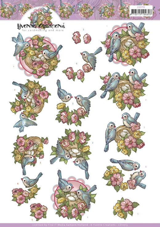 3D Cutting Sheet - Yvonne Creations - Birds on nest