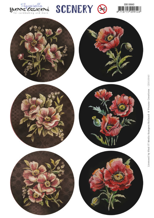 Scenery - Yvonne Creations - Aquarella - Poppies circle