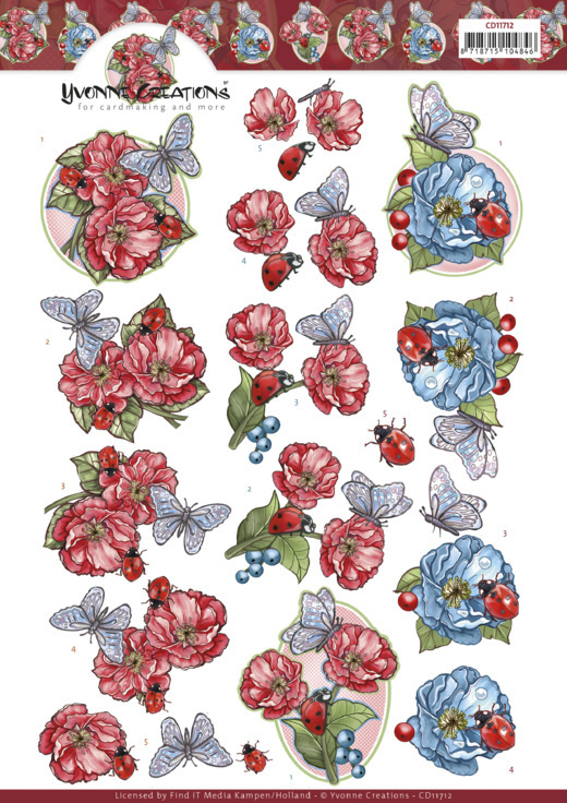 3D Cutting Sheet - Yvonne Creations - Ladybug and Butterfly