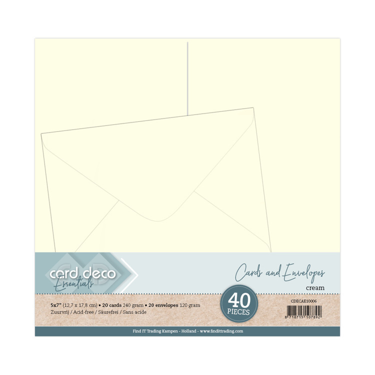 5 x 7 Cards and Envelopes 40PK Cream