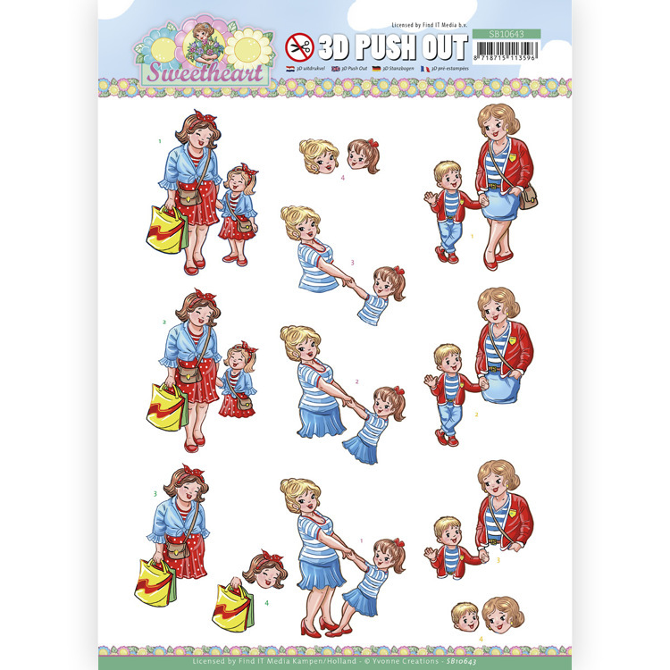 3D Push Out - Yvonne Creations - Bubbly Girls - Sweetheart - Mother and Child