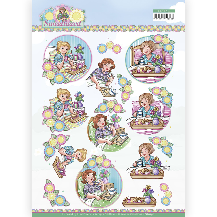 3D Cutting Sheet - Yvonne Creations - Bubbly Girls - Sweetheart - Breakfast
