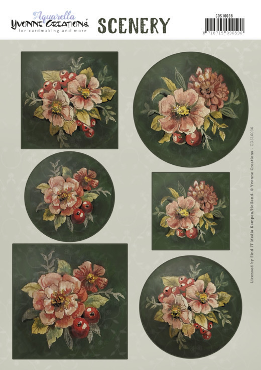 Scenery - Yvonne Creations - Aquarella - Christmas Miracle - Vintage Green Flowers
