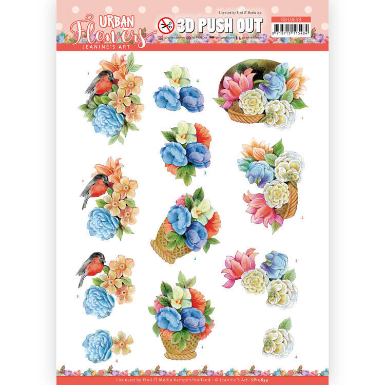 3D Push Out - Jeanine's Art - Urban Flowers - Basket of flowers