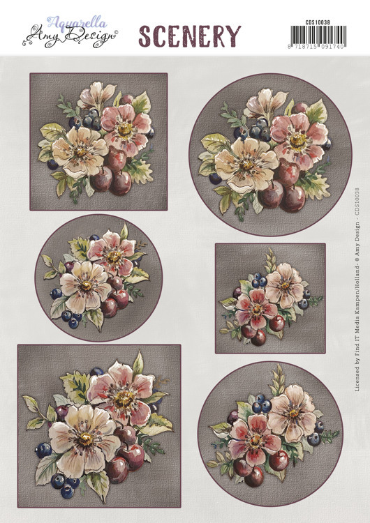 Scenery - Yvonne Creations Aquarella - Dark Pink Flowers