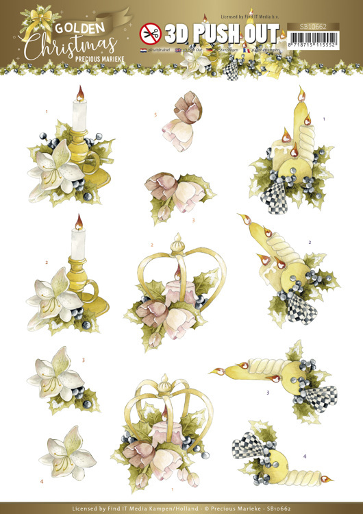 3D Push Out - Precious Marieke - Golden Christmas - Christmas Crown