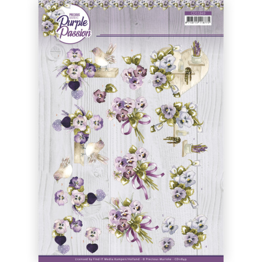 3D Cutting Sheet - Precious Marieke - Purple Passion - Purple Violets
