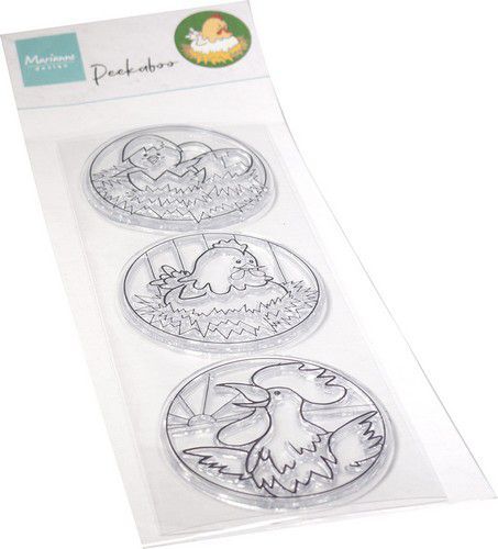 Marianne D Clear Stamp Hetty's Peek-a-boo Kippen familie CS1114  (02-23)