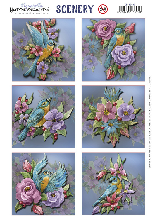 Scenery - Yvonne Creations - Aquarella - Birds and Flowers Round
