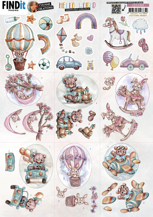3D Cutting Sheets - Yvonne Creations - Hello World - Mini