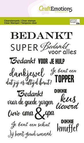 CraftEmotions clearstamps A6 - Tekst bedankt  NL GB (02-23)