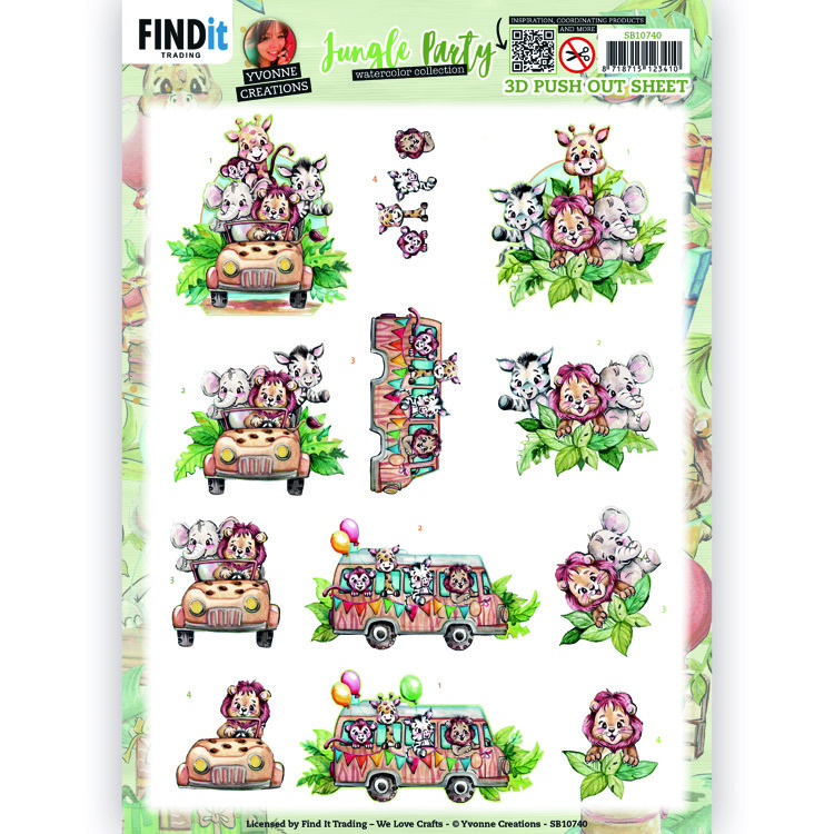 3D Push Out - Yvonne Creations - Jungle Party - Jeep
