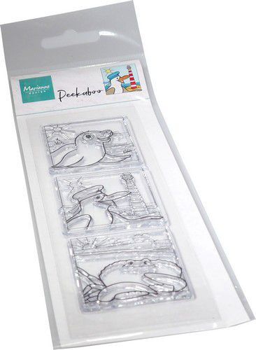 Marianne D Clear Stamps Hetty's Peek-a-boo Beach CS1130 44x43mm 45x43mm 43x43mm (05-23)