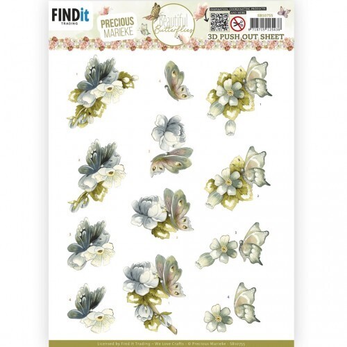 3D Push Out - Precious Marieke - Beautiful Butterfly - Blue