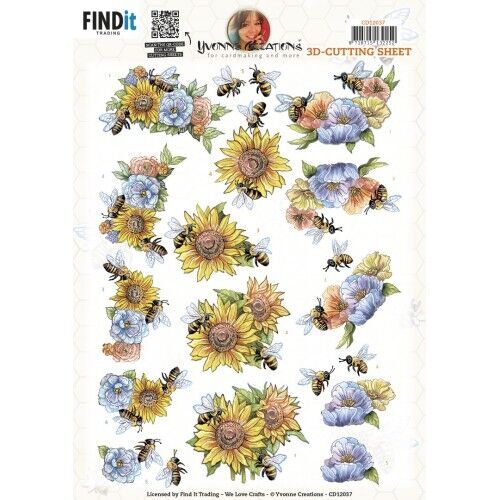 3D Cutting Sheet - Yvonne Creations - Flowers and Bees