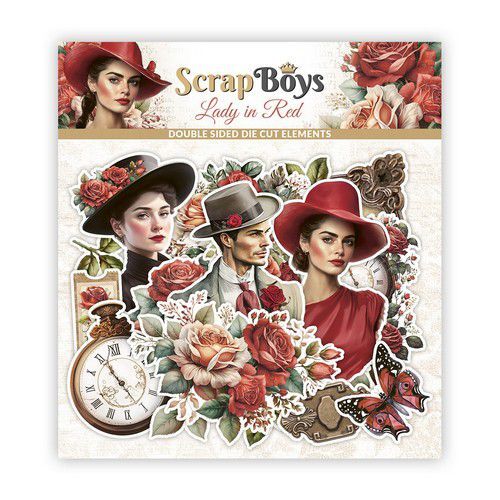 ScrapBoys Lady in Red Die cut elements LARE-12 190gr 47pcs (08-23)