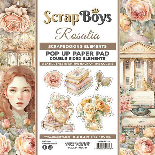 Scrapboys POP UP Paperpad double sided elements - Rosalia ROSA-11 190gr 15,2x15,2cm (08-23)