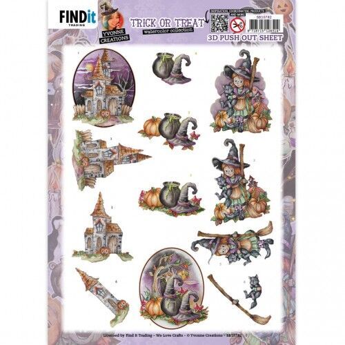 3D Push-Out - Yvonne Creations - Trick or Treat - Halloween Witch