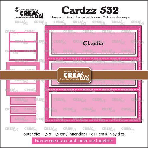 Crealies Cardzz Frame & Inlay Claudia 3x rechthoek CLCZ532 11,5x11,5 - 11x11cm + inlay dies