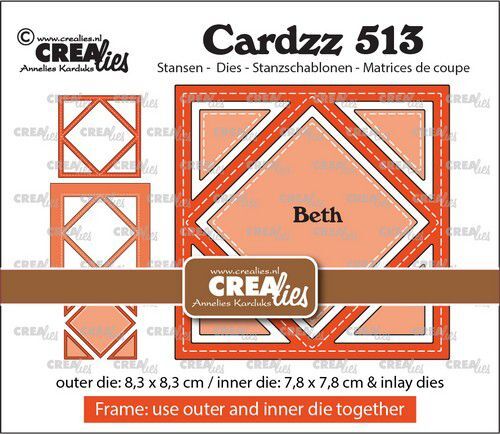 Crealies Cardzz Frame & Inlay Beth diamant CLCZ513 8,3x8,3 - 7,8x7,8cm + inlay dies