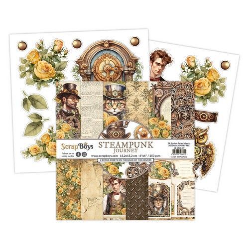 ScrapBoys Steampunk Journey paperpad 24 vl+cut out elements-DZ STJO-09 250gr 15,2cmx15,2cm (11-23)