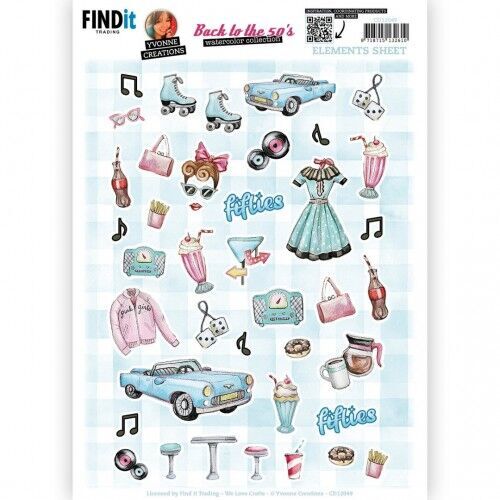 Cutting Sheet - Yvonne Creations - Back to the fifties - Small Elements A