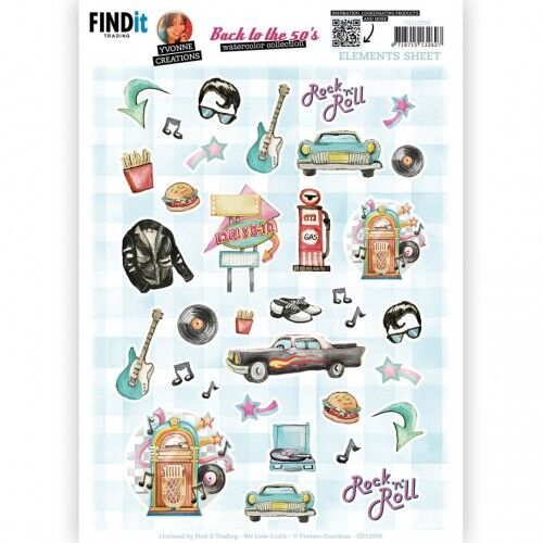 Cutting Sheet - Yvonne Creations - Back to the fifties - Small Elements B