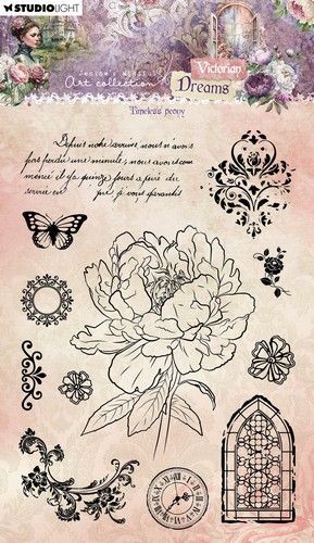 Studio Light Clear Stamp Timeless peony Vict. Dreams nr.610 JMA-VD-STAMP610 135x195x3mm (02-24)