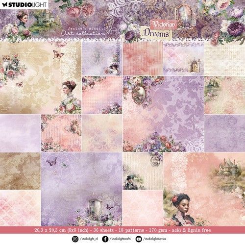 Studio Light Designer Paper Pad Background des. Vict. Dreams nr.139 JMA-VD-DPP139 203x203x9mm (02-24)