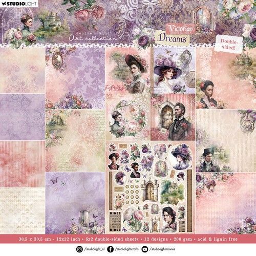Studio Light Designer Paper Pad DS scrapbooking Vict. Dreams nr.138 JMA-VD-DPP138 305x305x3mm (02-24)