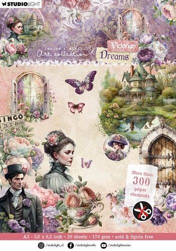 Studio Light Die-cut Paper Pad Paper elements Vict. Dreams nr.141 JMA-VD-DCPP141 148x210x5mm (02-24)