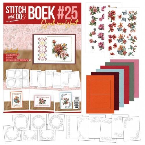 Stitch and Do Boek A6 25 - Reddish flowers