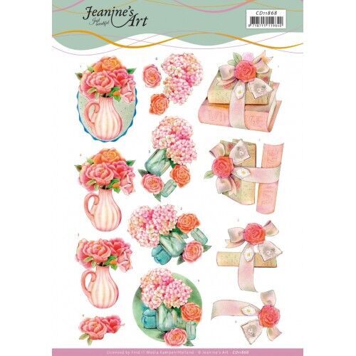 3D Cutting Sheet - Jeanine's Art - Red Flowers