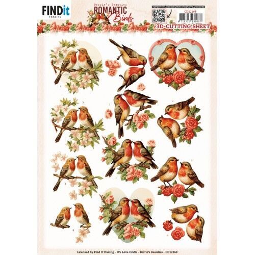 3D Cutting Sheets - Berries Beauties - Romantic Birds - Romantic Robin
