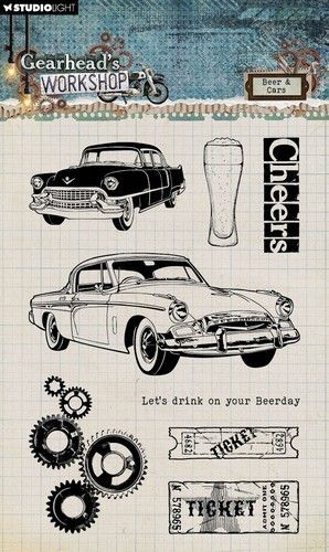 Studio Light Clear Stamp Beer & Cars Gearhead's Workshop nr.674 SL-GW-STAMP674 97,6x142mm (05-24)