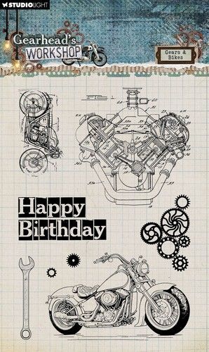 Studio Light Clear Stamp Gears & Bikes Gearhead's Workshop nr.673 SL-GW-STAMP673 97,6x142mm (05-24)