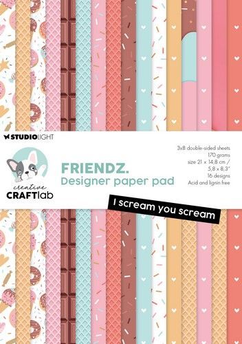 Studio Light Design paper pad I scream you scream Friendz nr.191 CCL-FR-DPP191 210x148mm (05-24)