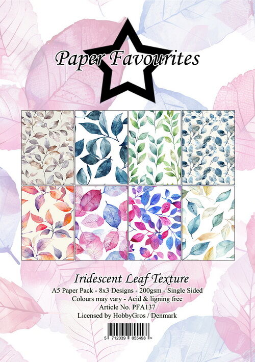 Paper Favourites A5 Iridescent Leaf Texture